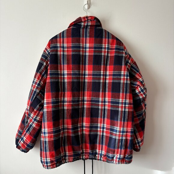 Aritzia Tna Coaches Jacket Oversized Down Filled Flannel Puffer Jacket Red Plaid - Picture 8 of 10